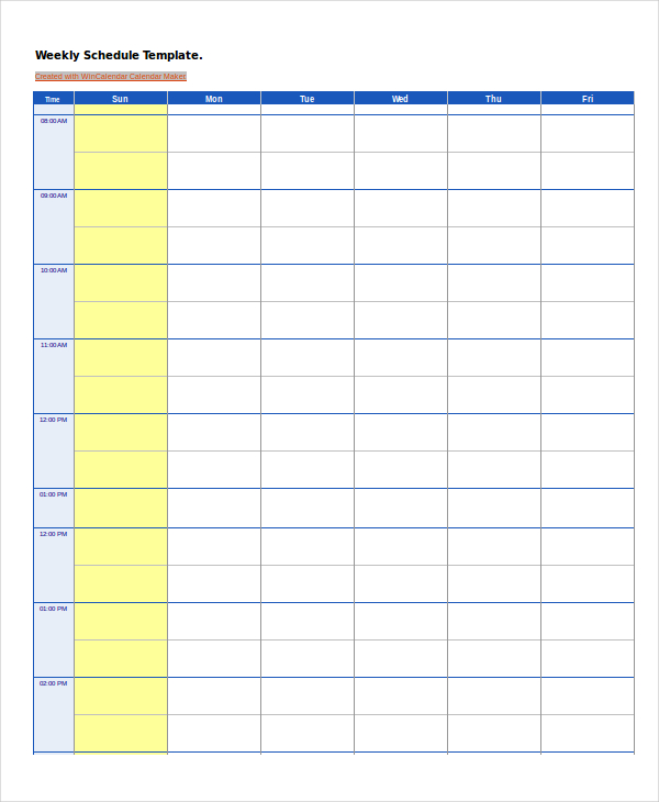 google sheets work week schedule template