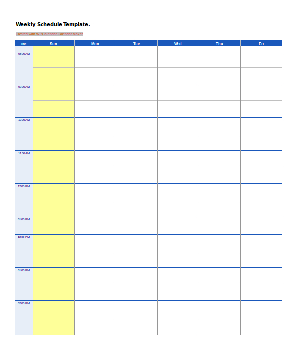 Blank Printable Weekly Schedule Template Printable Templates Free