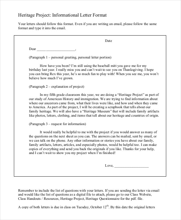 personal informational letter format