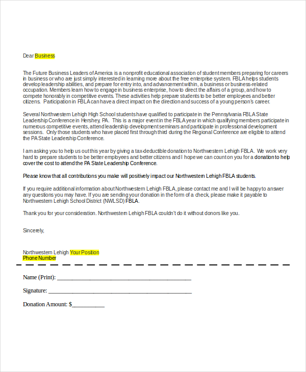 formal donation request letter format