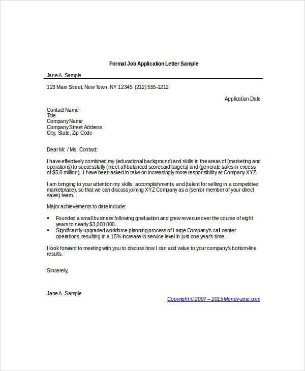 how to write application letter for it training