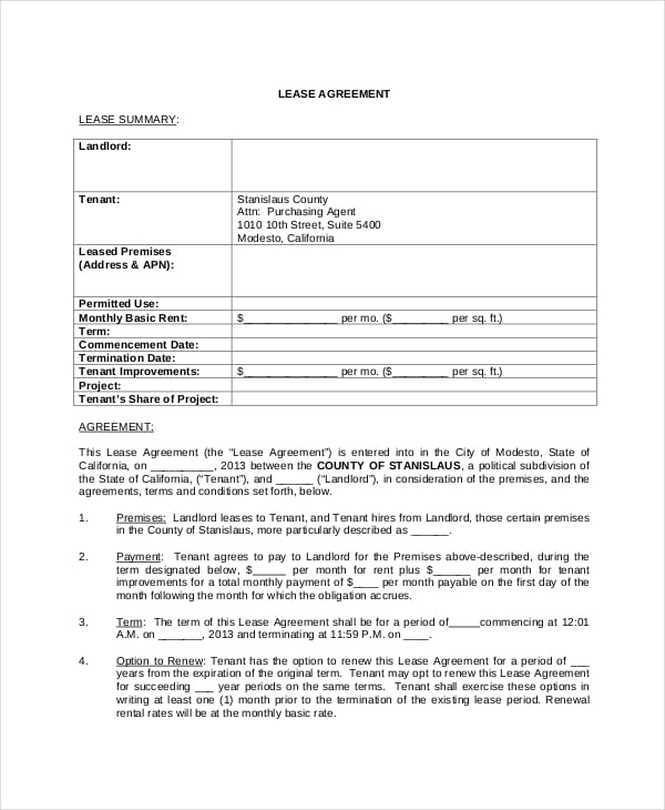 21 free lease agreement templates word pdf free premium templates