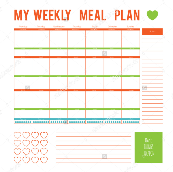 weekly meal planner template with snacks windows