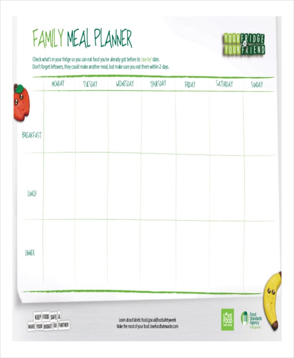 family meal planning template