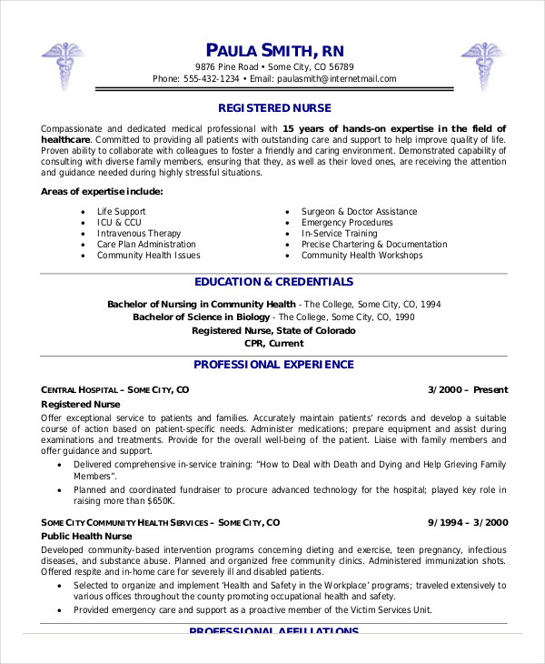 functional resume example for nurses