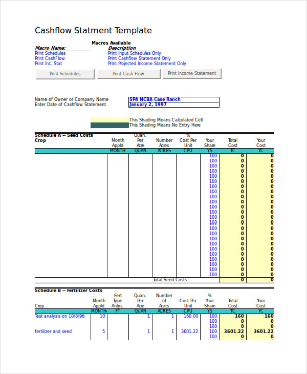 cash flow and income statement