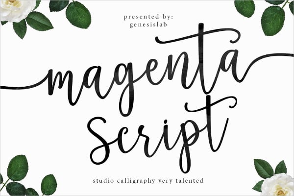 magenta script font