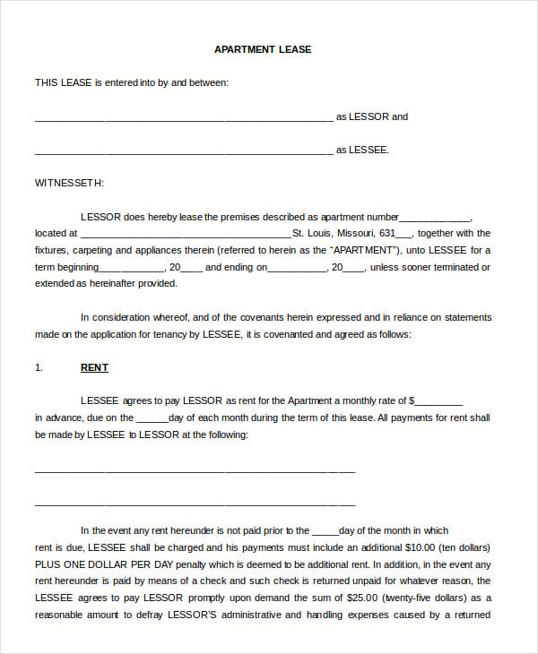 Printable Blank Lease Agreement Form 42  Free Word PDF Documents