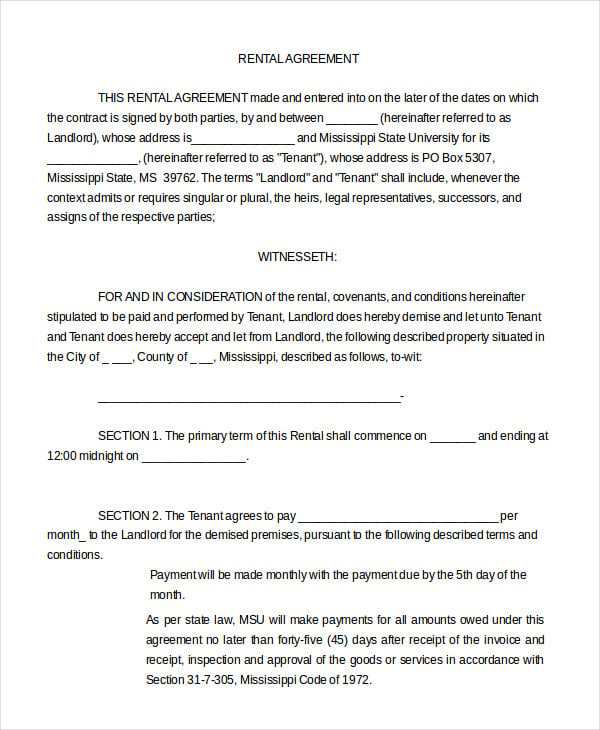 Blank Lease Agreement Form