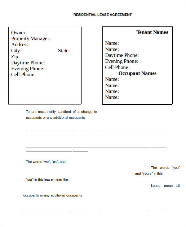 printable blank lease agreement form 19 free word pdf