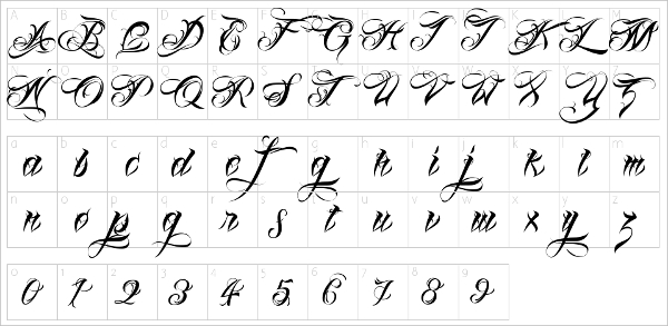 Cursive Number Tattoo Fonts Letter