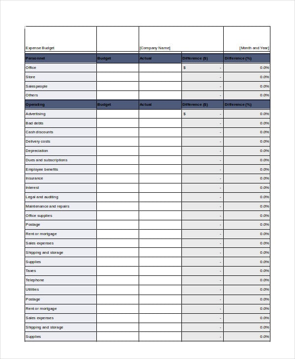 business-expense-budget-template