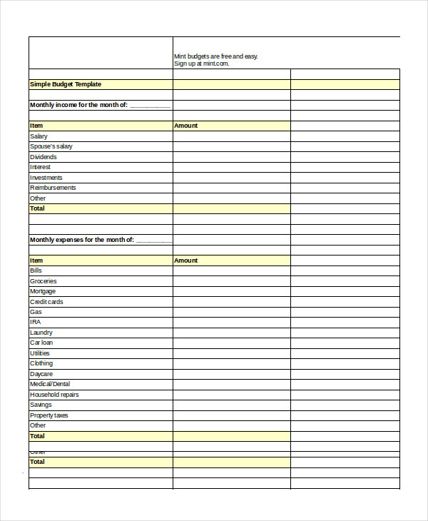 Basic Budgeting Template | DocTemplates