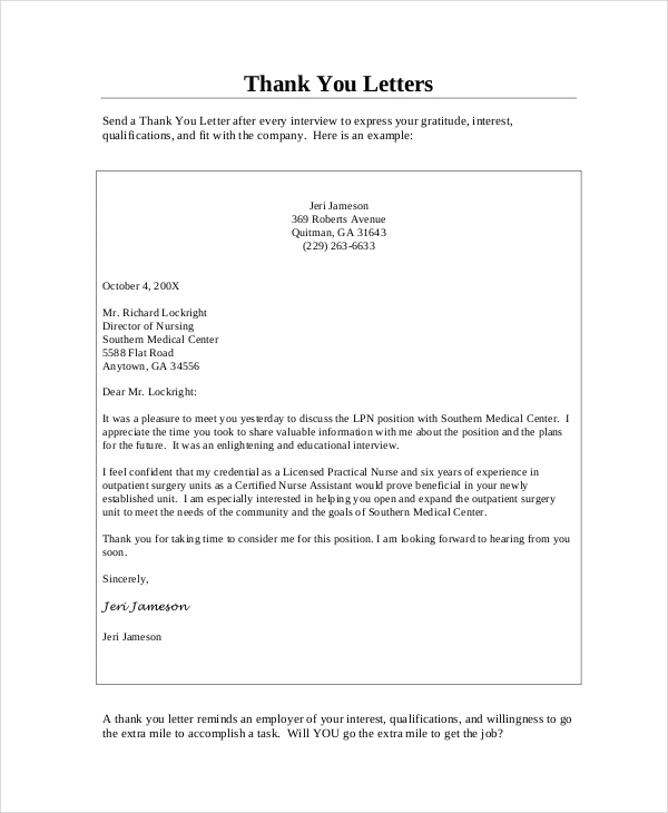 Thank You Letter After Interview - 1+ Free Word, PDF Documents Download