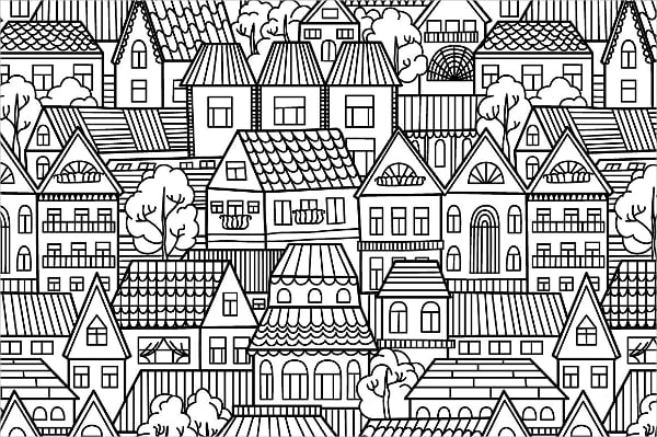 black and white houses pattern