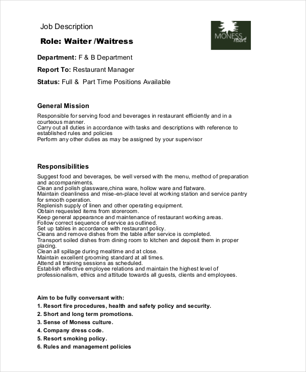 6-waitress-job-descriptions-free-sample-example-format