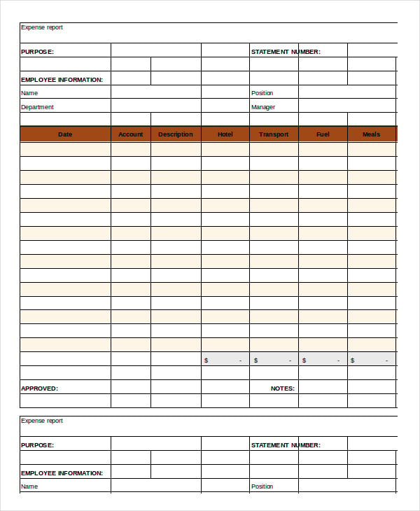 expense report excel template