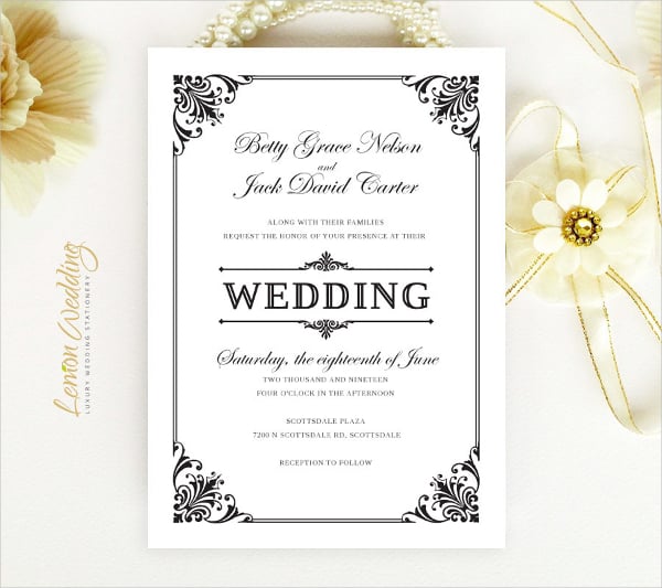 printed vintage wedding invitation