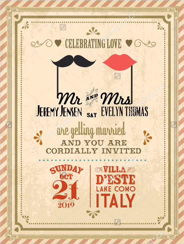 vintage wedding invitation card template