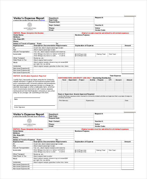 Expense Report Template 21+ Free Sample, Example, Format