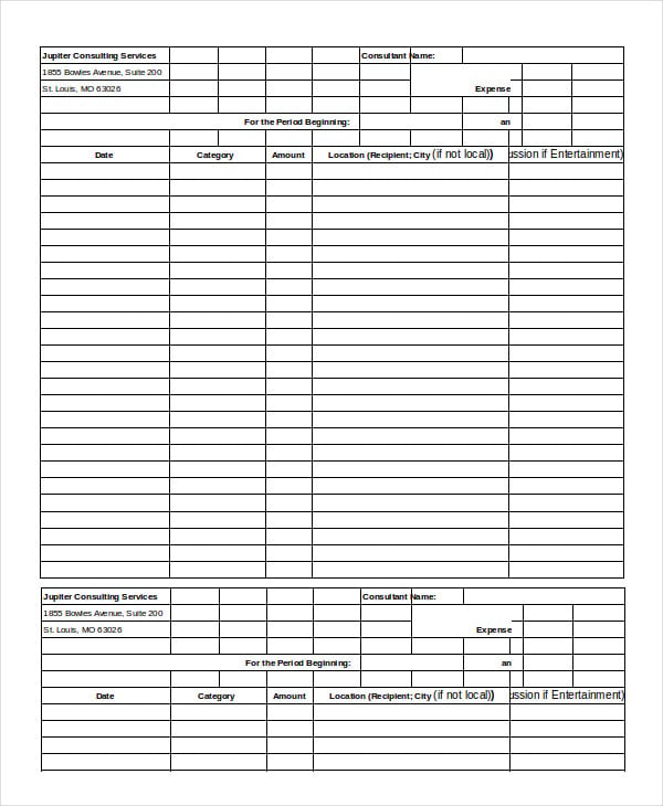 consulting expense report template