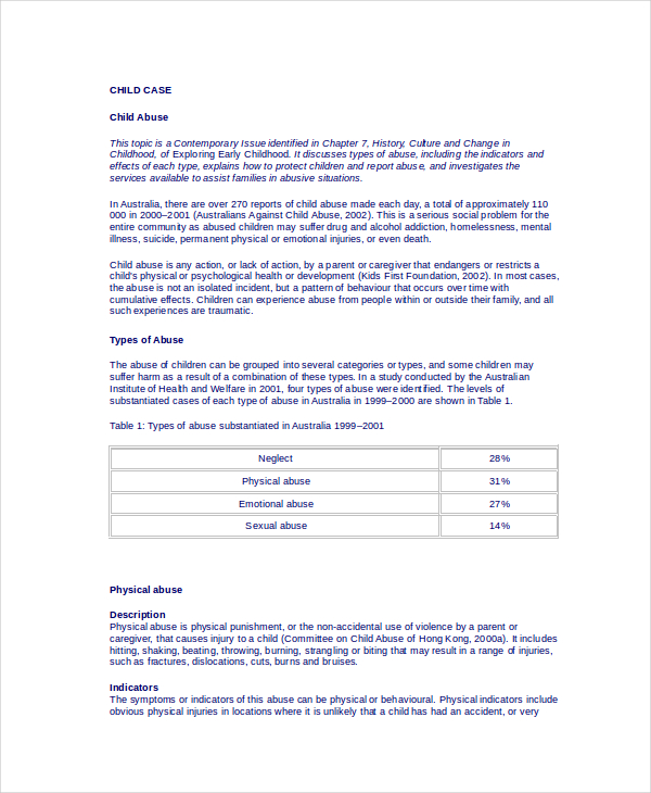 case study of preschool child