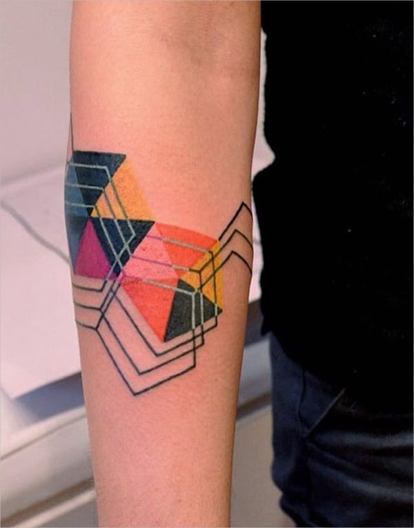 different color geometric tattoo