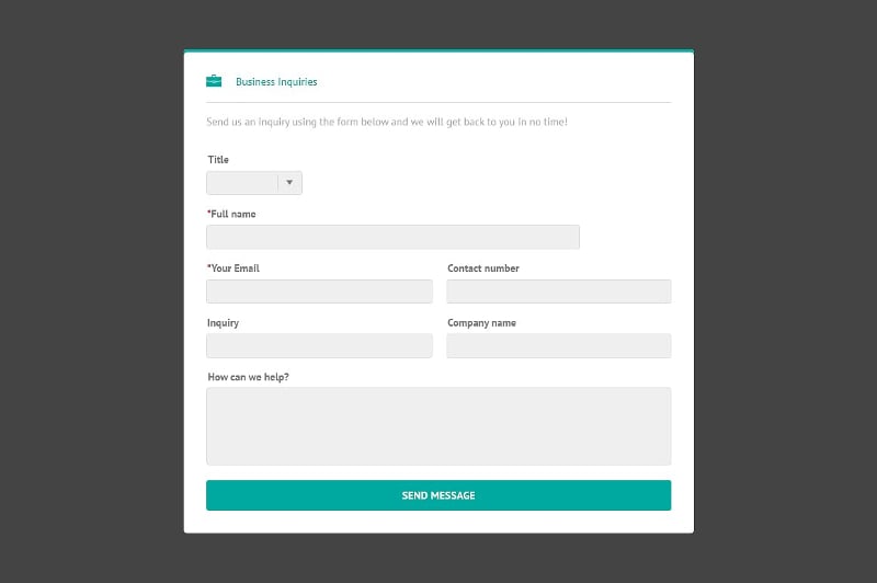 psd flat contact form for business