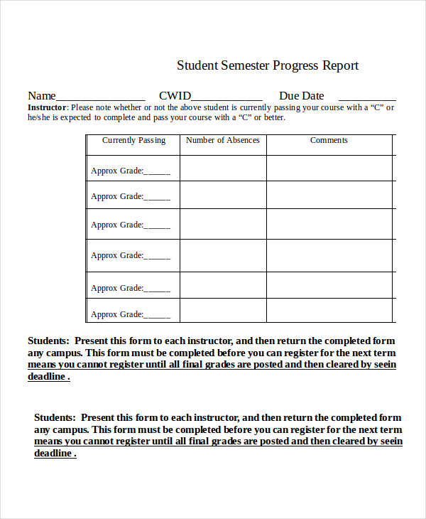 how to write student progress report