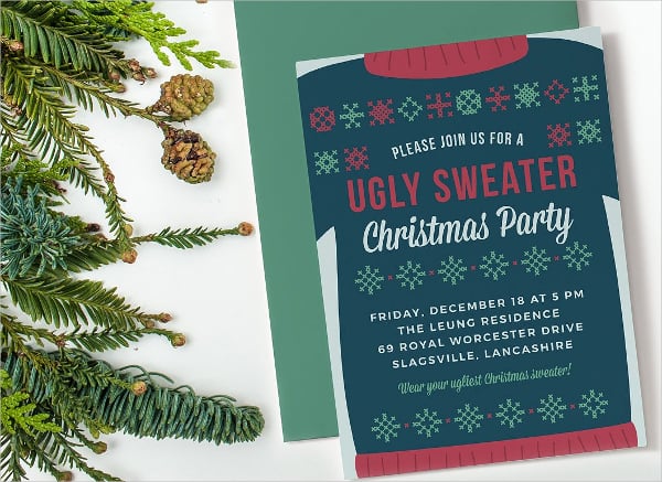 ugly sweater christmas party invitation