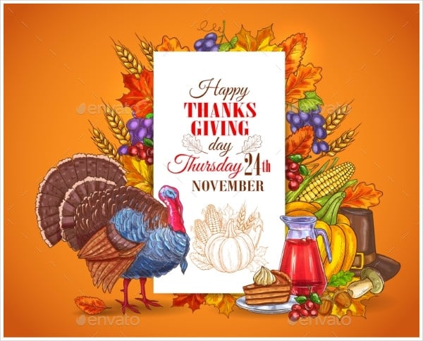happy thanksgiving day invitation card