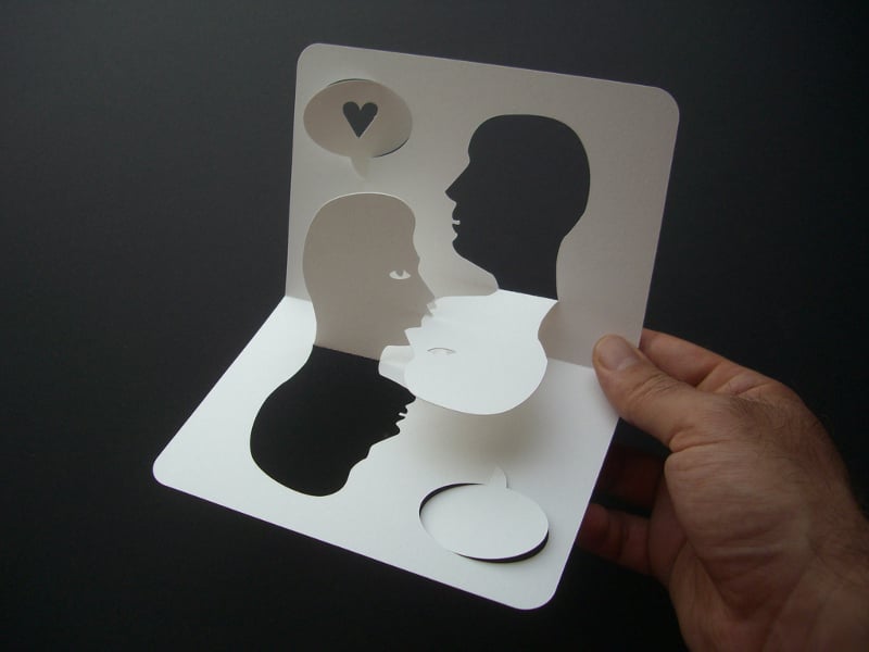 kiss card paper art