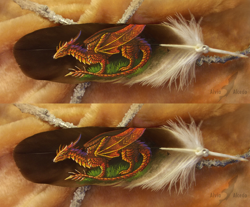 feather painting of dragon