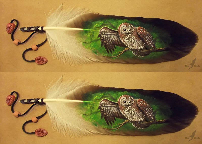 feather painting of forest ghost