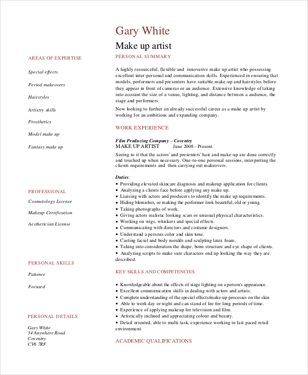 16+ Artist Resume Examples - PDF, DOC | Free & Premium Templates