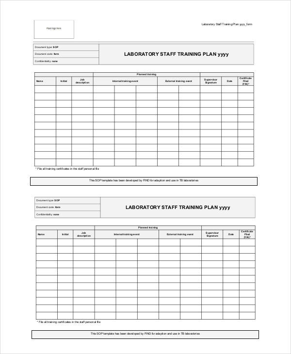 staff training plan template