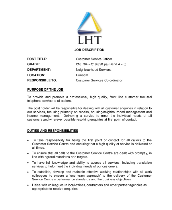 Call Center Job Description 11+ Free Word, PDF Documents Download