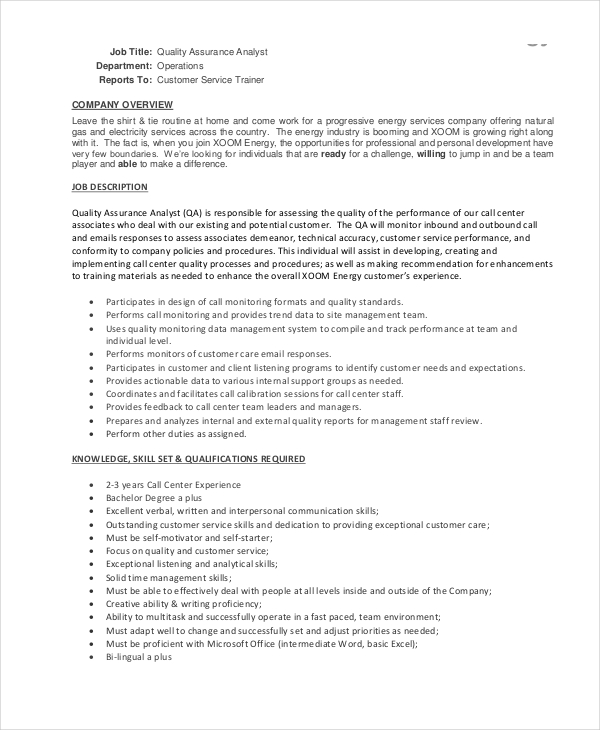 call center operations manager job description