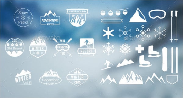 winter season badges logos