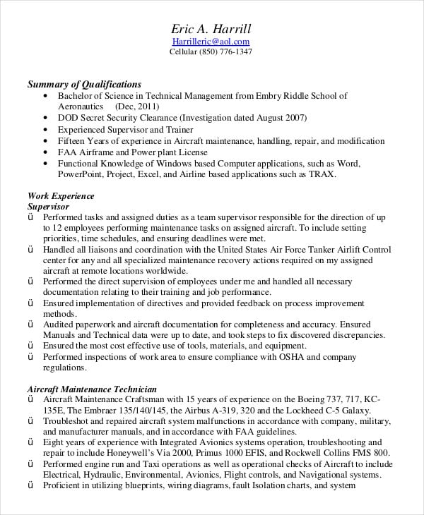 Military Resume 8+ Free Word, PDF Documents Download
