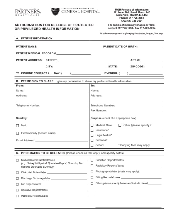 free patient medical records release form
