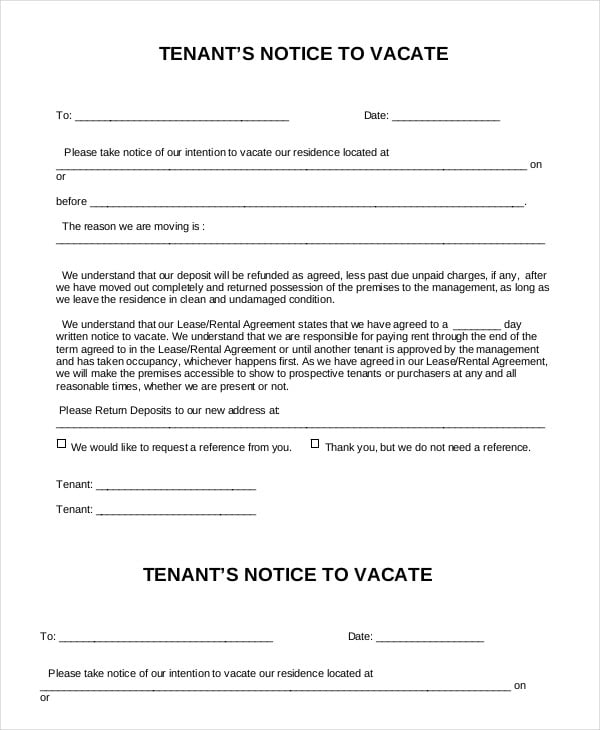 tenancy notice to vacate template download