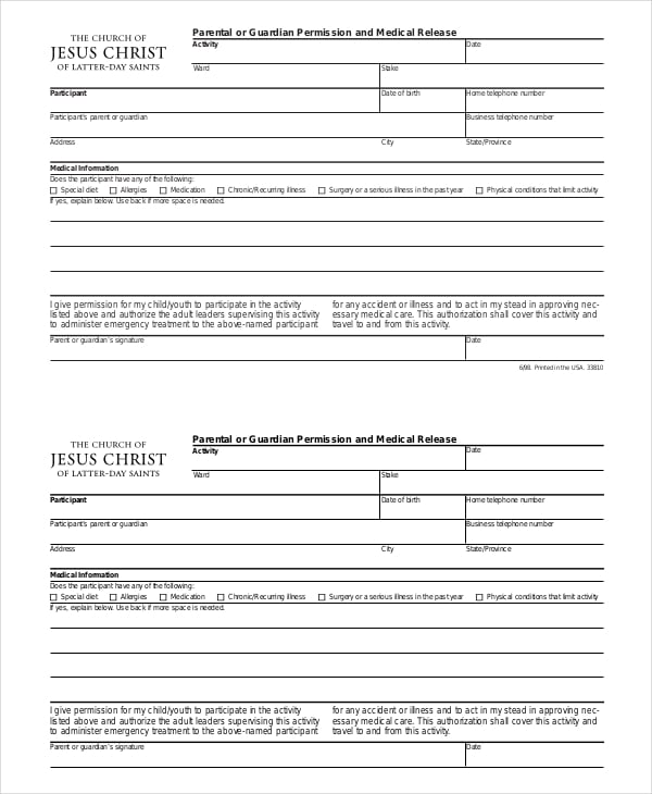 parent guardian medical release form in pdf