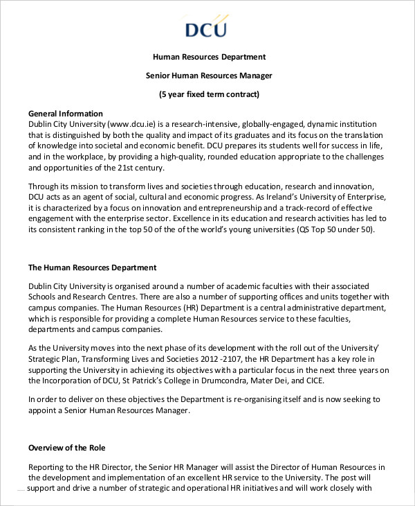 Hr Manager Job Description 15+ Free Sample, Example, Format