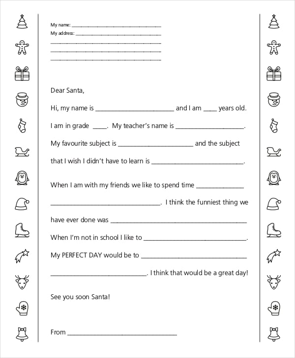 Santa Letter Template 9+ Free Word, PDF, PSD Documents Download