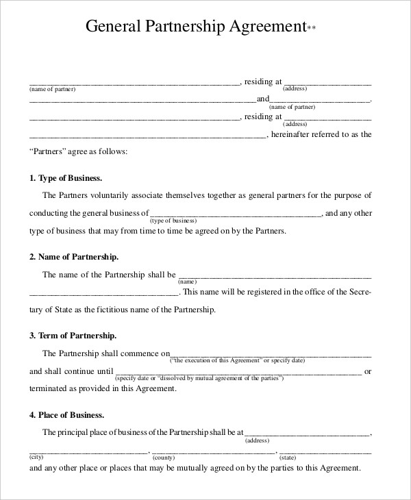 Partnership Agreement - 20+ Free Word, PDF Documents Download