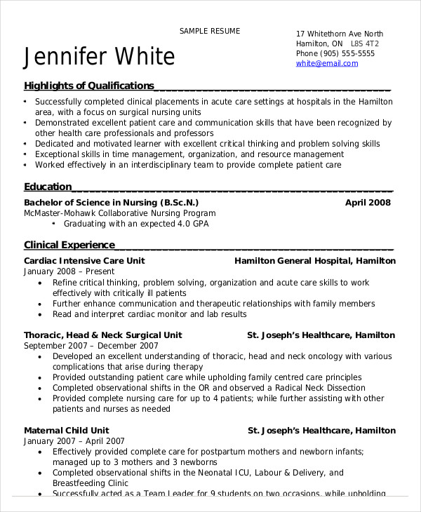 student nurse resume and cover letter template