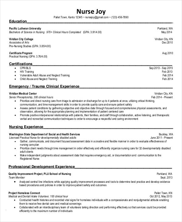 nursing student resume example 9 free word pdf
