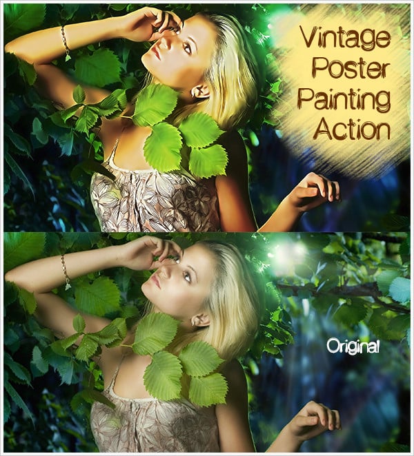 vintage poster painting effect acction