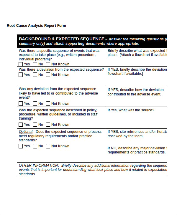 root cause analysis report form in doc